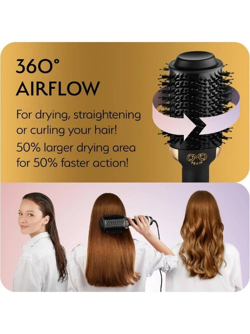 Professional Hot Air Brush & Volumizer for Women - 75MM Oval Blowout Dryer